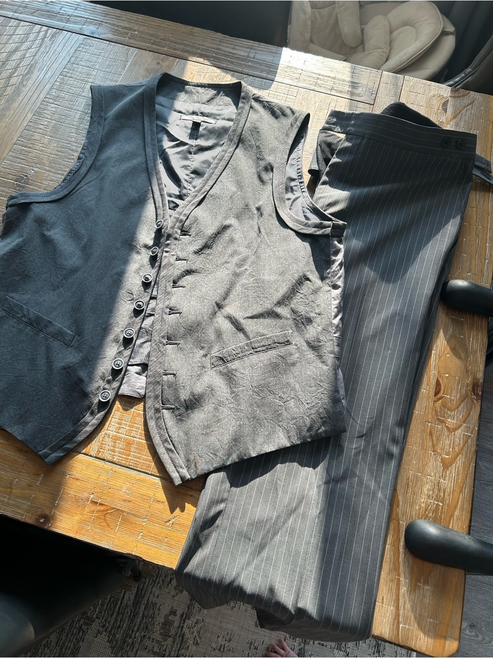 John Varvatos Charcoal Pinstripe Vest and Trousers